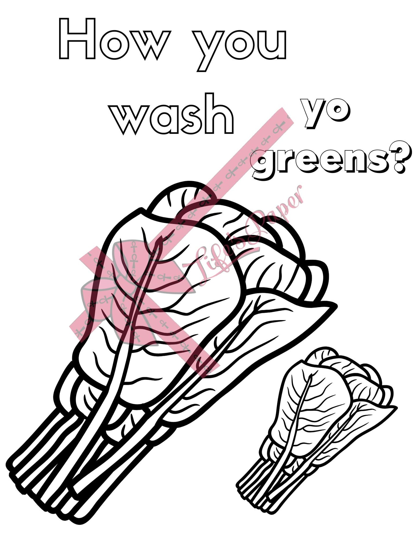 I Lift Forks Printable Coloring Page-Collards-Printable PDF