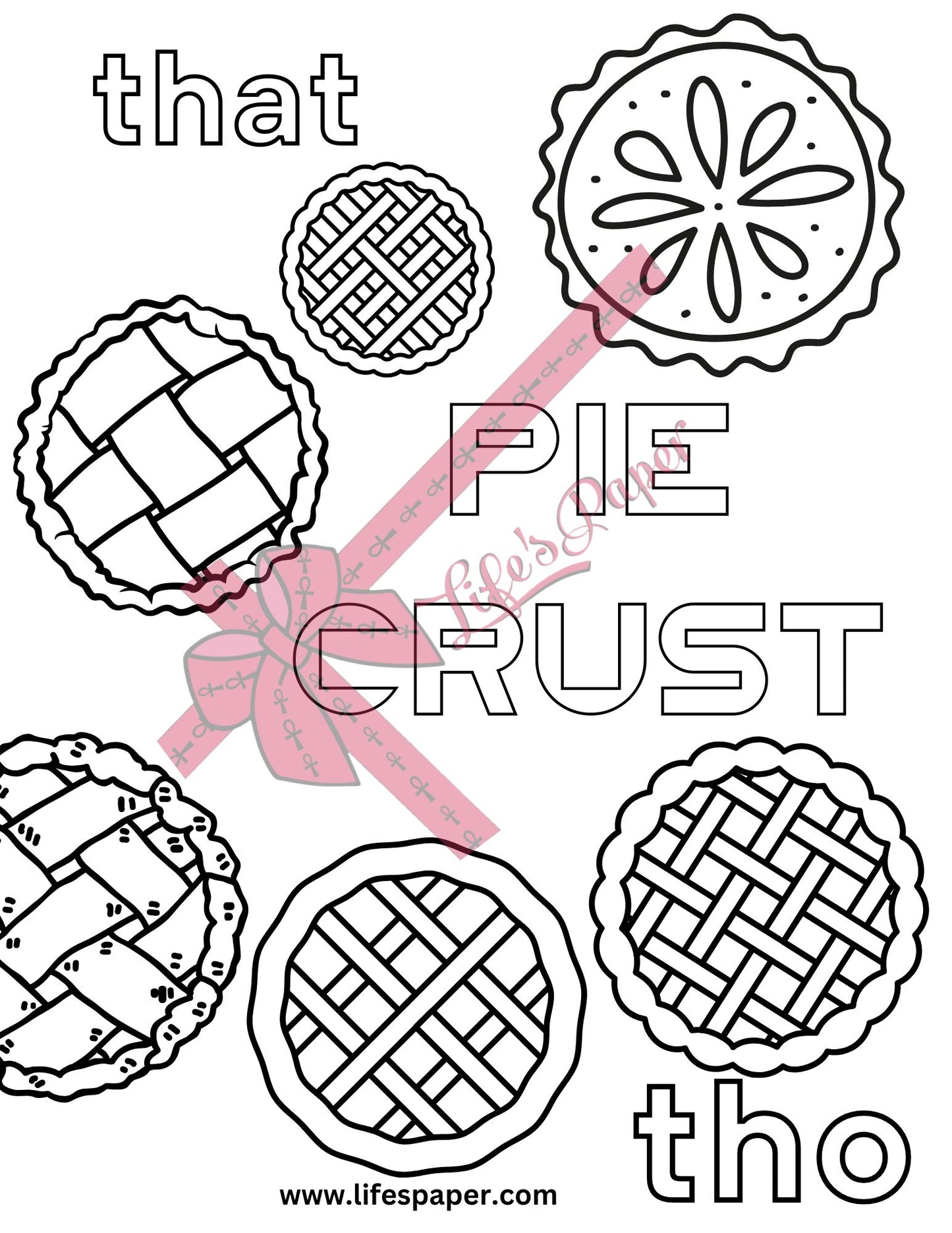 I Lift Forks Printable Coloring Page-Pie Crust-Printable PDF