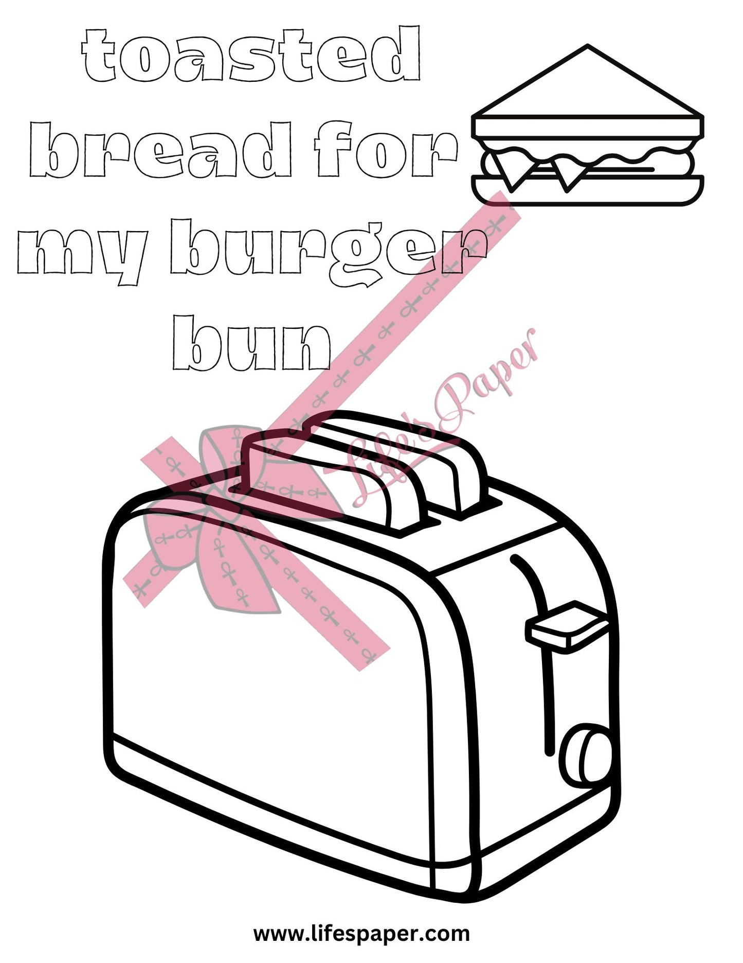 I Lift Forks Printable Coloring Page-Toasted Bread Bun-Printable PDF