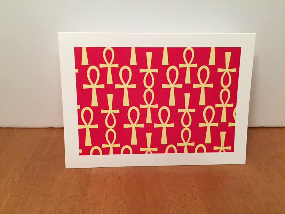 Ankh Greeting-Red and Yellow-(single greeting card)