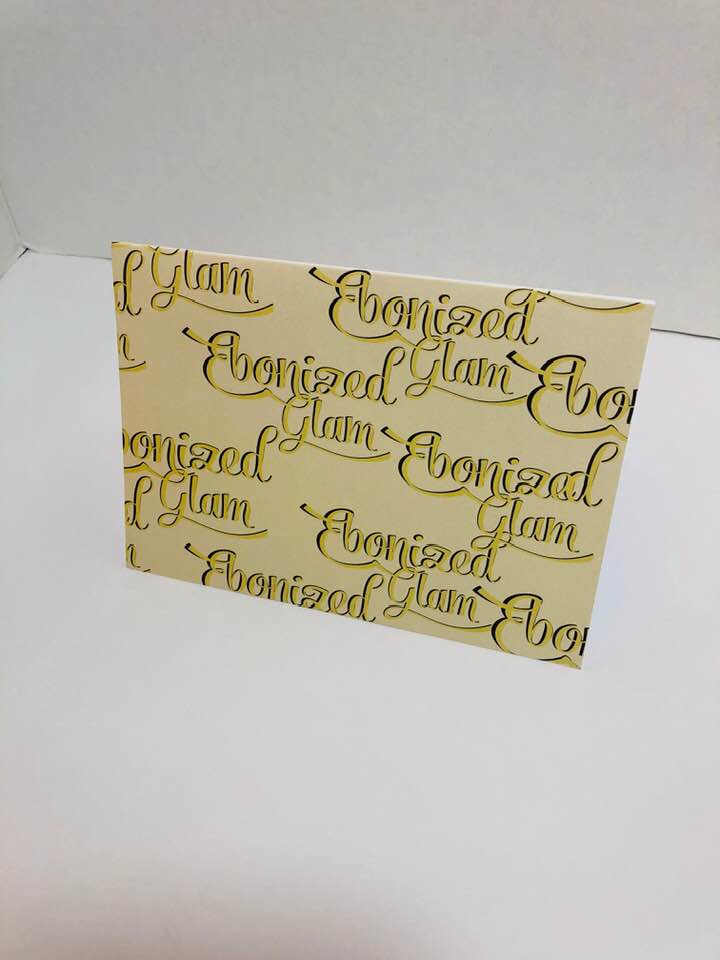Ebonized Glam Greeting Card-Eggshell with Chocolate Lettering (single greeting card)
