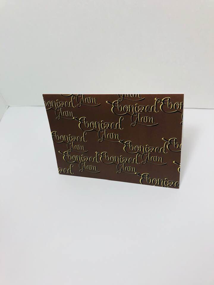 Ebonized Glam Greeting Card-Chocolate with Chocolate Lettering (single greeting card)