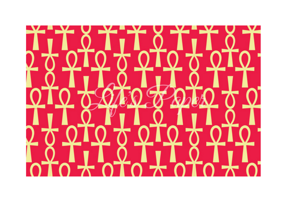 Ankh Greeting Card-Red and Creme- (single greeting card)