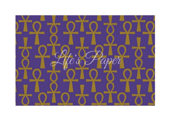 Ankh Greeting Card-Purple and Gold (single greeting card)