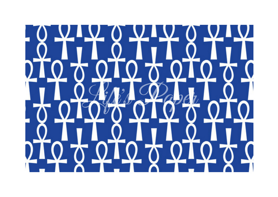 Ankh Greeting Card-Blue and White (single greeting card)
