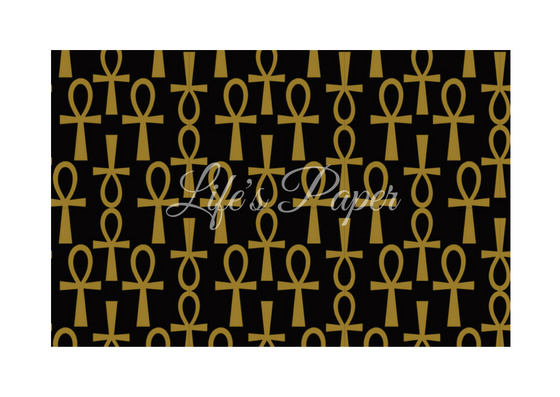 Ankh Greeting Card-Black and Gold (single greeting card)