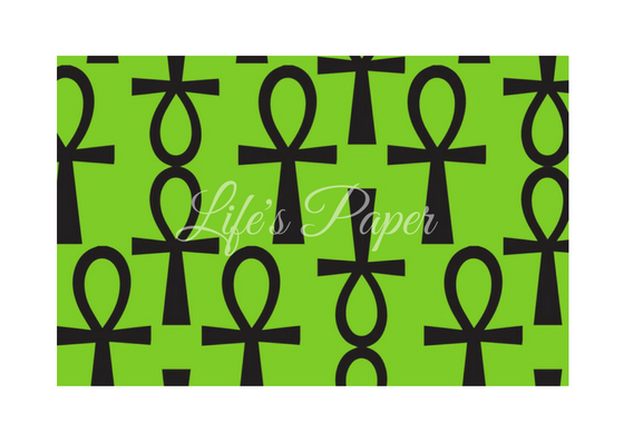 Ankh Greeting Card-Green and Black (single greeting card)