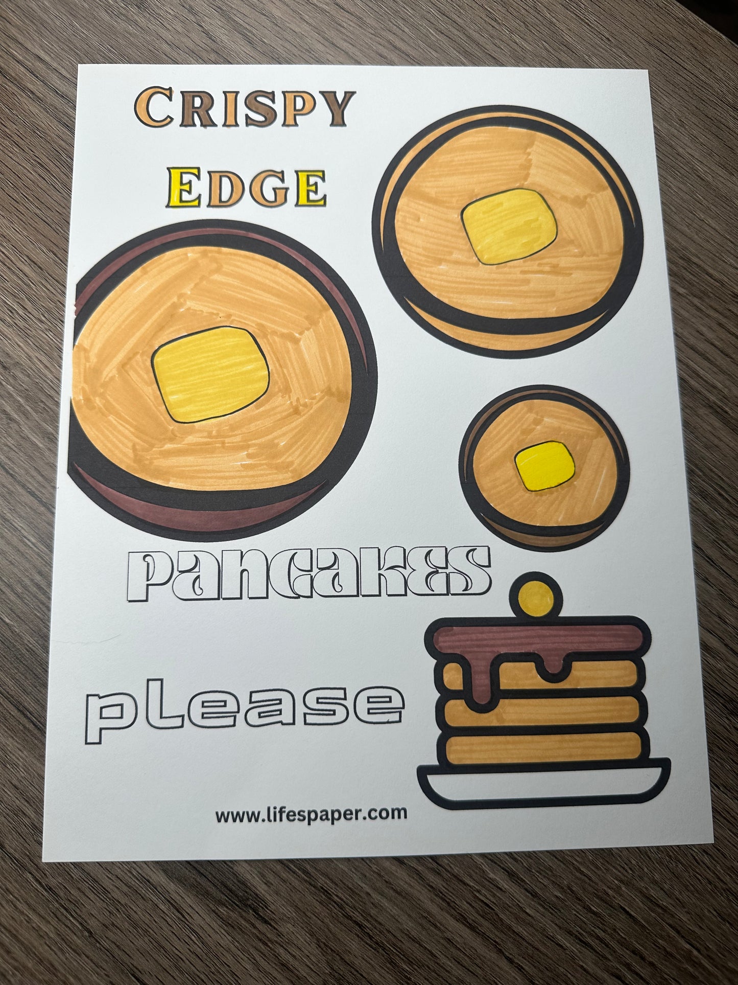 I Lift Forks Printable Coloring Page-Crispy Edge Pancakes-Printable PDF