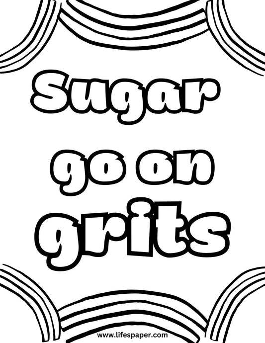 I Lift Forks Printable Coloring Page-Grits-Printable PDF