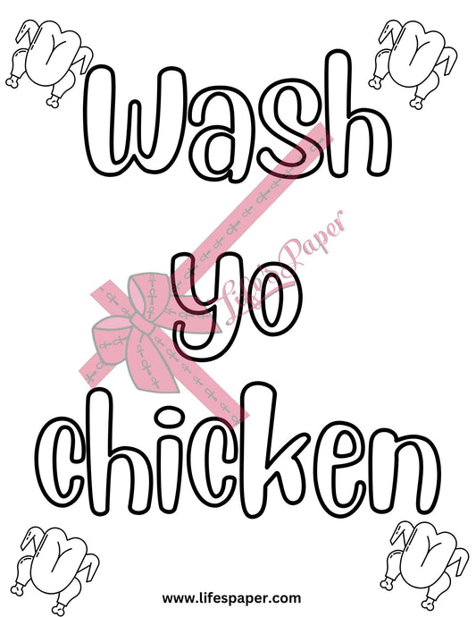I Lift Forks Printable Coloring Page-Wash Yo Chicken-Printable PDF