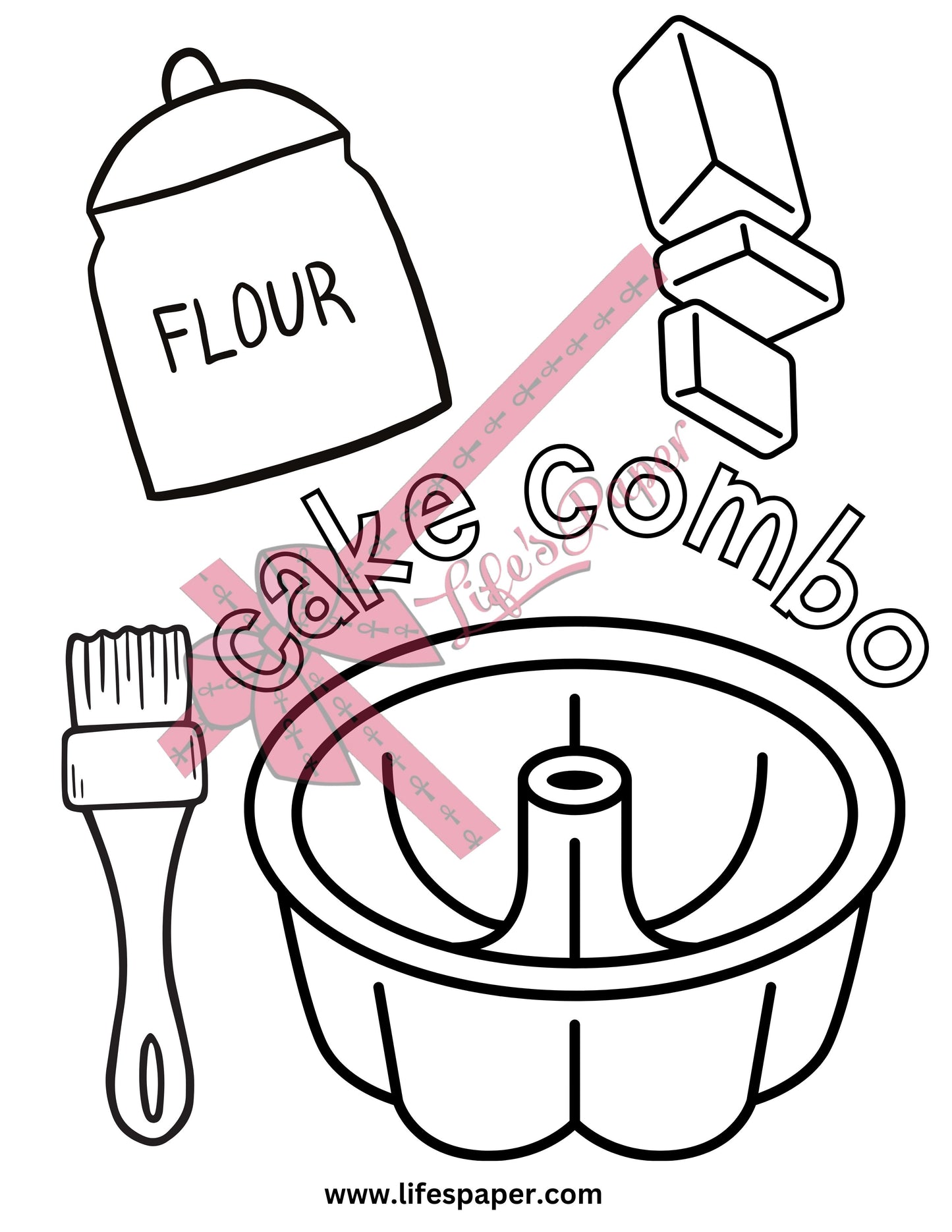 I Lift Forks Printable Coloring Page-Cake Combo-Printable PDF