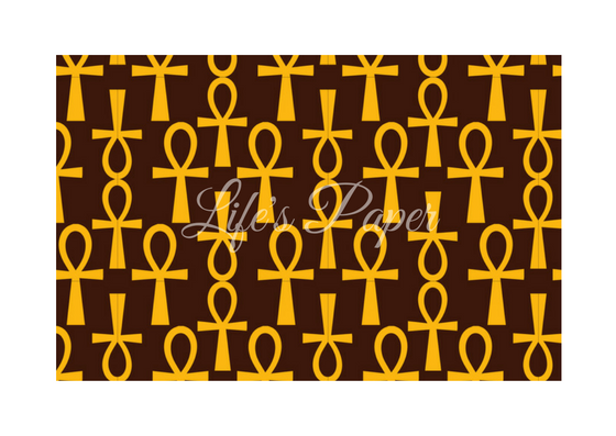 Ankh Greeting Card-Brown and Gold (single greeting card)